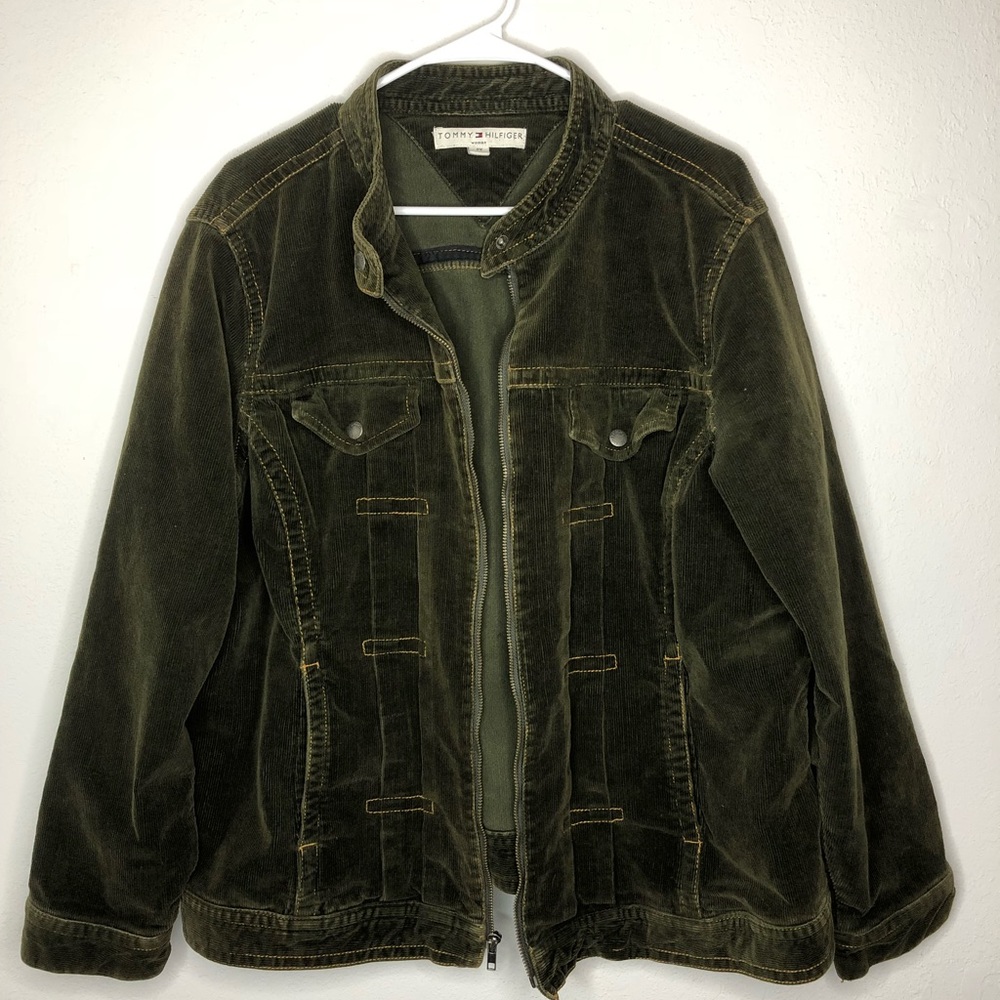 Vintage Tommy Hilfiger Corduroy Olive Zip Jacket